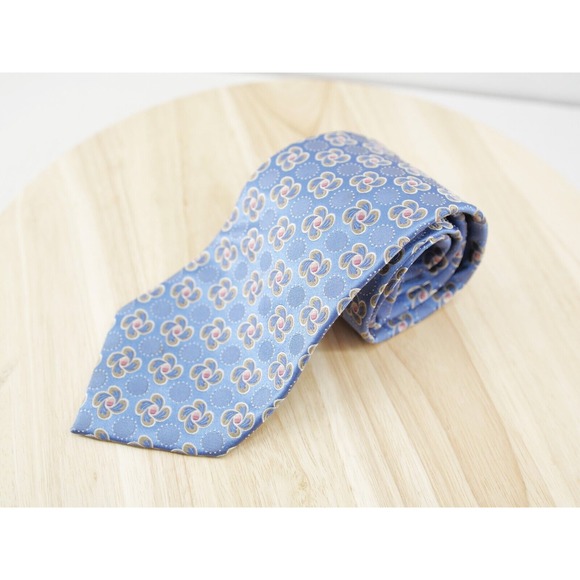 ERMENEGILDO ZEGNA Men's‎ Silk Necktie ITALY Luxury PAISLEY FLORAL Blue